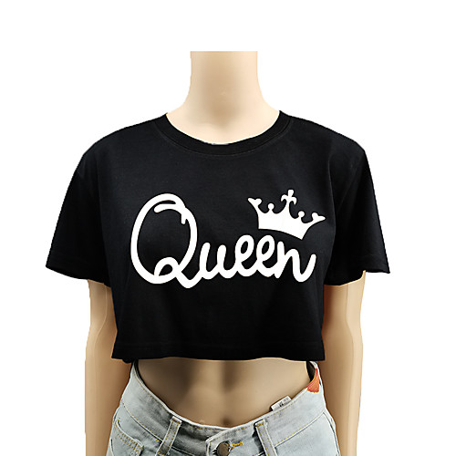 

Women's Crop Top Tee / T-shirt Crop Top Crew Neck Letter Printed Sport Athleisure T Shirt Top Short Sleeves Breathable Soft Comfortable Everyday Use Street Casual Daily Outdoor