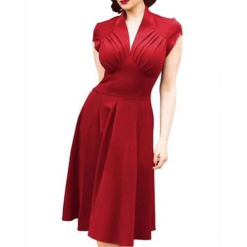 

Women's A Line Dress Midi Dress Black Red Green Sleeveless Solid Color Summer V Neck Elegant 2021 S M L XL XXL 3XL 4XL 5XL