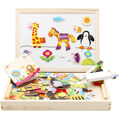 

Wooden Educational Toys Magnetic Art Easel Animals Wooden Puzzles Games for Kids