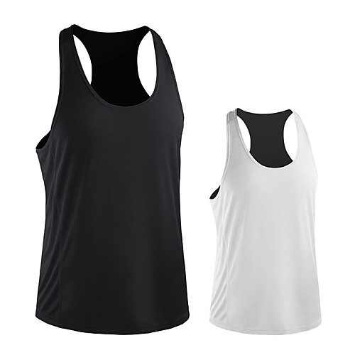 

Men's Sleeveless Running Tank Top Singlet Top Athletic Athleisure Summer Spandex Moisture Wicking Quick Dry Breathable Fitness Gym Workout Running Training Exercise Sportswear Solid Colored White