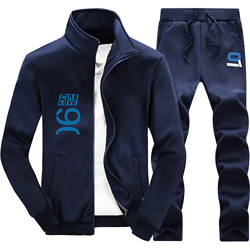 

Men's Sweatsuit 2 Piece Set Elastic Waistband Stand Collar Sport Athleisure Clothing Suit Long Sleeve Breathable Soft Comfortable Exercise & Fitness Everyday Use Outdoor Fitness Exercising