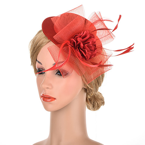 

Elegant Vintage Inspired Tulle / Feather Fascinators with Feather / Floral 1 Piece Special Occasion / Party / Evening Headpiece