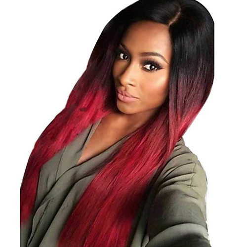 

Synthetic Wig Natural Straight Middle Part Wig Long Black / Burgundy Synthetic Hair Women's Cosplay Party Fashion Black Burgundy