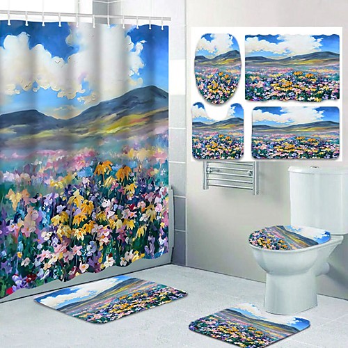 

Bathroom Shower Curtains & Hooks Casual Polyester Waterproof