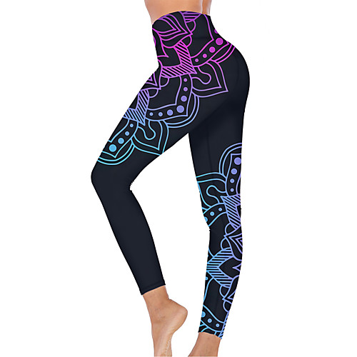 

21Grams Women's High Waist Yoga Pants Cropped Leggings Tummy Control Butt Lift Breathable Dark Navy Fitness Gym Workout Running Winter Sports Activewear High Elasticity