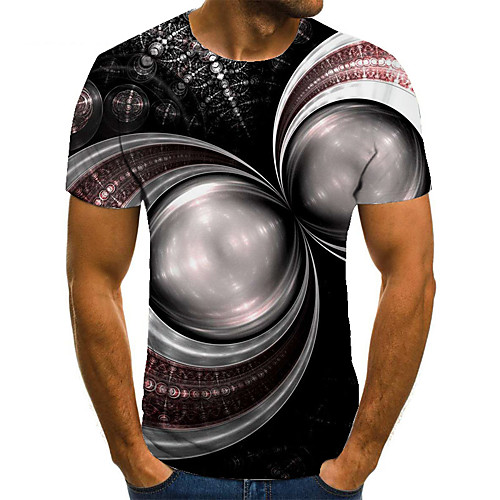 

Men's T shirt 3D Print Geometric 3D Print Print Short Sleeve Casual Tops Casual Fashion Black / Red