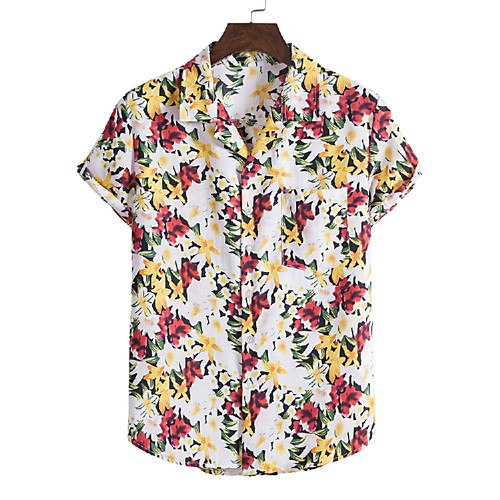 

Men's Shirt 3D Print Graphic Prints Print Short Sleeve Vacation Tops Yellow