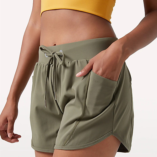 

Women's Running Shorts Athletic Bottoms Drawstring Pocket Nylon Spandex Fitness Gym Workout Running Jogging Exercise Breathable Quick Dry Soft Sport Solid Colored Black Purple Blushing Pink Grey Green