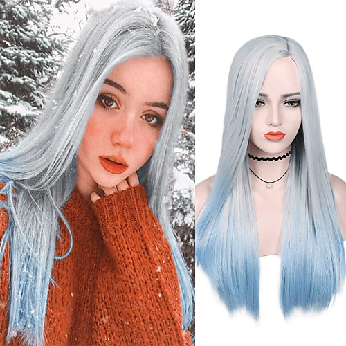 

Synthetic Wig Natural Straight Middle Part Wig Medium Length A15 A16 A17 A18 A19 Synthetic Hair Women's Cosplay Party Fashion Blue White