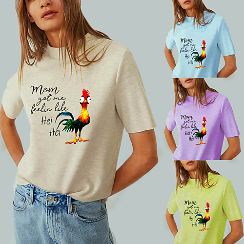 

Women's Tee / T-shirt Pure Color Crew Neck Animal Patterned Letter Printed Sport Athleisure T Shirt Top Short Sleeves Breathable Soft Comfortable Everyday Use Street Casual Daily Outdoor