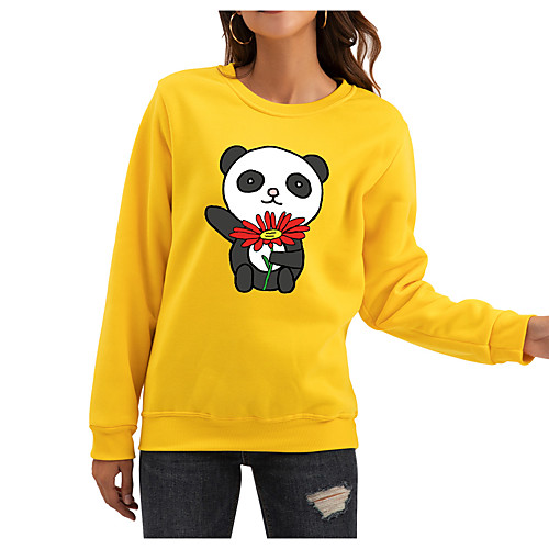 

Women's Pullover Sweatshirt Cartoon Panda Print Daily Casual Hoodies Sweatshirts White Black Red