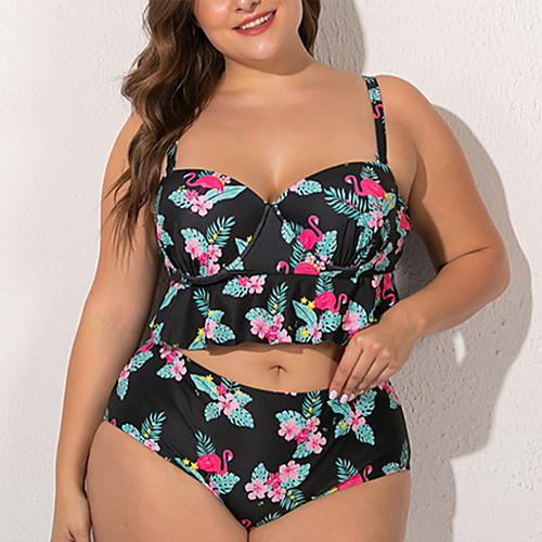 

Women's Tankini Swimsuit Animal Black Swimwear Bathing Suits