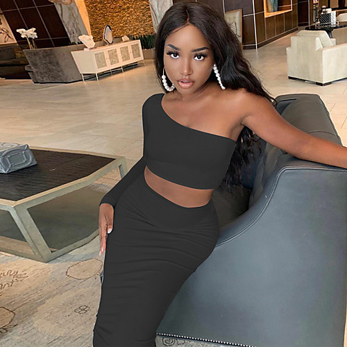 

2021 spring new fashion women's cross-border foreign trade long-sleeved two-piece umbilical two-piece suit european and american trend tight suit