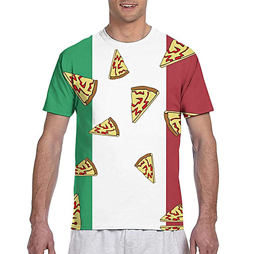 

Men's Tees T shirt 3D Print Graphic Prints Pizza Print Short Sleeve Casual Tops Classic Designer Big and Tall White