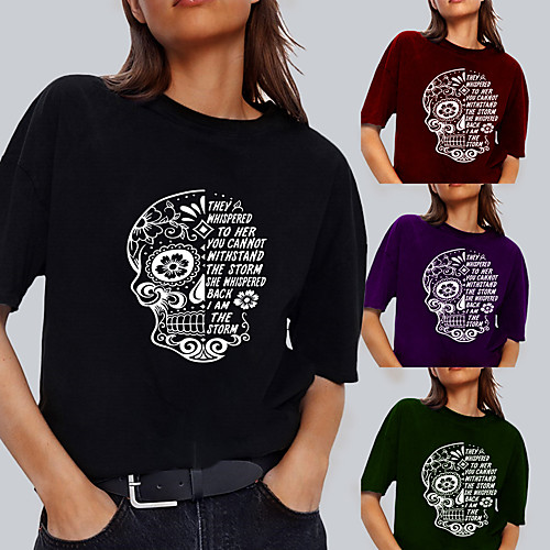 

Women's Tee / T-shirt Pure Color Crew Neck Letter Printed Sport Athleisure T Shirt Top Short Sleeves Breathable Soft Comfortable Everyday Use Street Casual Daily Outdoor