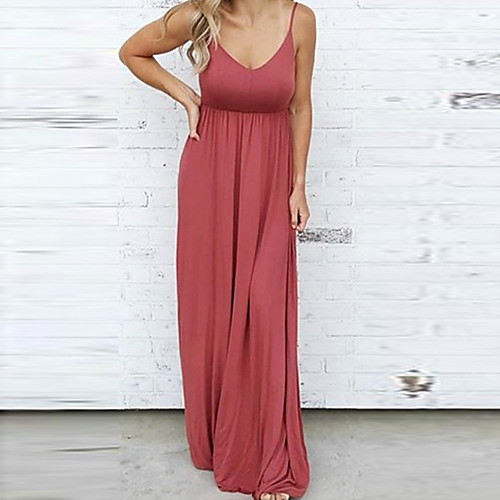 

amazon ebay hot sale 2019 spring and summer new elastic waist solid color sling halter casual dress