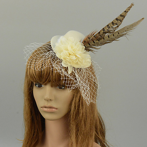 

Ethnic Style Retro Tulle Fascinators with Feather / Floral 1 Piece Special Occasion / Party / Evening Headpiece