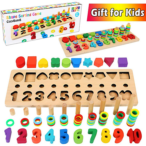 

Math Toy Creative Simple Geometric Pattern Hand-made Wooden Kids Kid's All Toy Gift 21 pcs