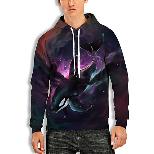 

Men's Pullover Hoodie Sweatshirt Graphic Prints Animal Print Daily Sports 3D Print 3D Print Casual Hoodies Sweatshirts Black