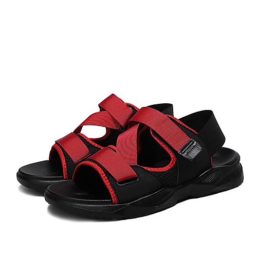 

Men's Sandals Sporty Casual Athletic Outdoor Water Shoes Walking Shoes Synthetics Tissage Volant Breathable Non-slipping Shock Absorbing Booties / Ankle Boots Black and White Black / Red Black Summer