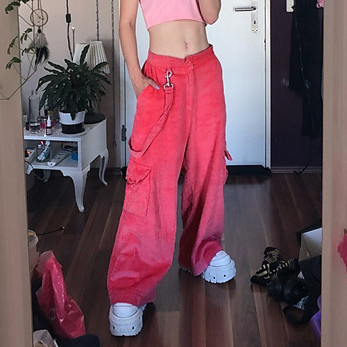 

Women's Stylish Streetwear Comfort Casual Going out Pants Pants Plain Full Length Pocket Blushing Pink
