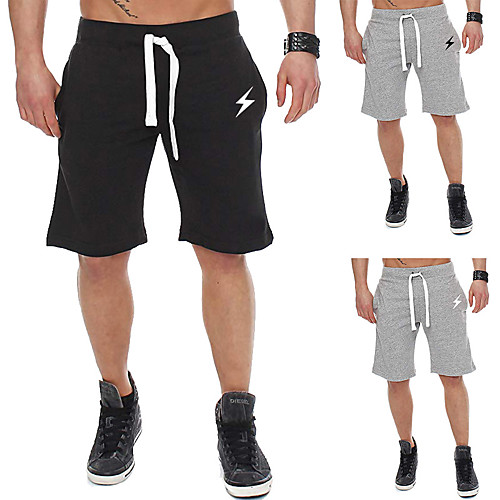 

Men's Running Shorts Sports & Outdoor Shorts Side Pockets Drawstring Fitness Gym Workout Running Training Exercise Breathable Quick Dry Soft Normal Sport Black Light Gray Gray / Micro-elastic
