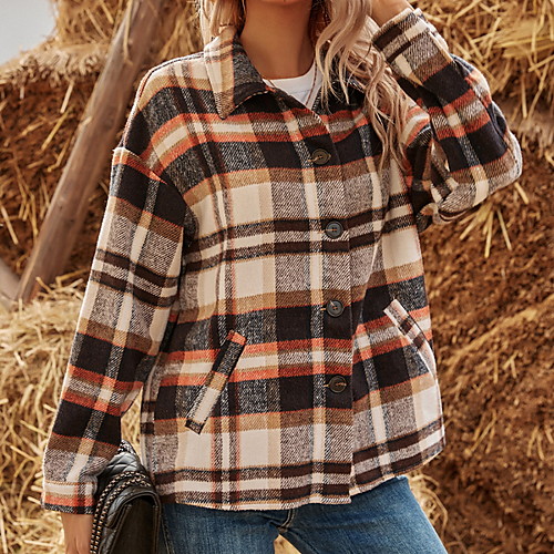 

Women's Print Fall & Winter Jacket Regular Daily Long Sleeve Polyster Coat Tops Rainbow