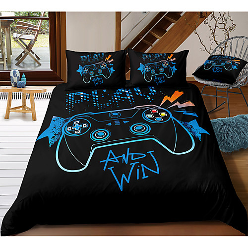

Gamer 3-Piece Duvet Cover Set Hotel Bedding Sets Comforter Cover with Soft Lightweight Microfiber, Include 1 Duvet Cover, 2 Pillowcases for Double/Queen/King(1 Pillowcase for Twin/Single)