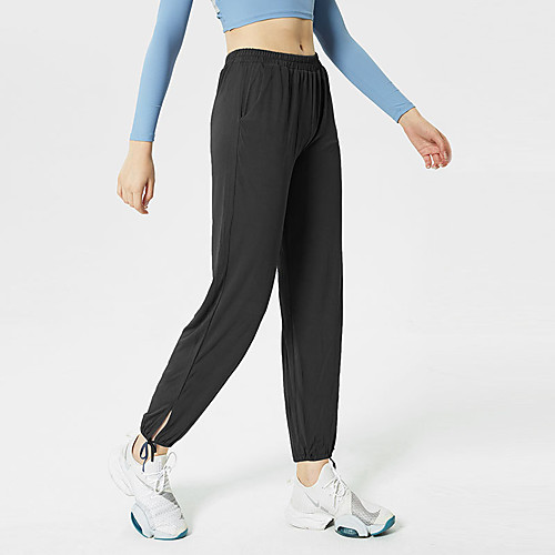 

Women's Joggers Jogger Pants Athletic Bottoms Side Pockets Fitness Gym Workout Marathon Running Exercise Breathable Quick Dry Moisture Wicking Sport Solid Colored Black Gray / Micro-elastic