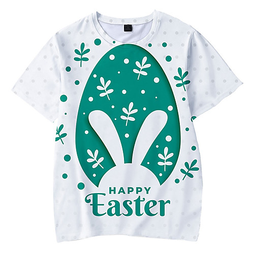 

Men's T shirt 3D Print Rabbit / Bunny Egg Happy Easter Short Sleeve Daily Tops Classic A B C
