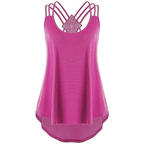 

kinsaiy sleeveless tank tops for women sexy, bandages backless tops solid crew-neck blouses shirts summer vest tops hot pink