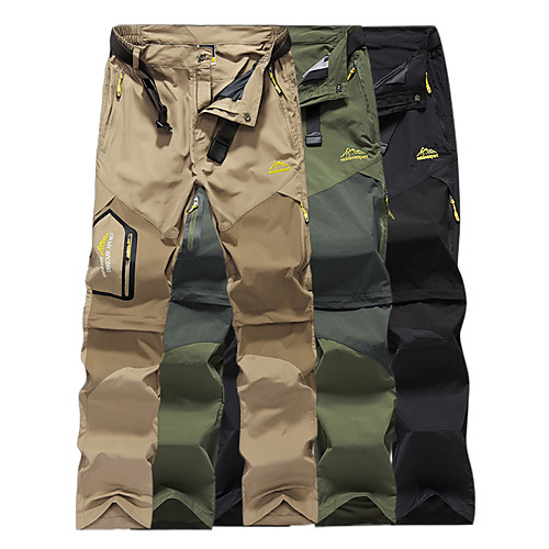 

Men's Hiking Pants Trousers Convertible Pants / Zip Off Pants Solid Color Summer Outdoor Windproof Breathable Quick Dry Sweat-wicking Nylon Pants / Trousers Bottoms Black Army Green Khaki Camping