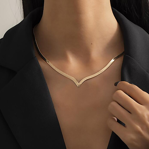 

Choker Necklace Chain Necklace Torque Women's Geometrical Artistic Simple Fashion Vintage Trendy Gold Silver 47 cm Necklace Jewelry 1pc for Street Daily Holiday Club Festival Geometric Rectangle