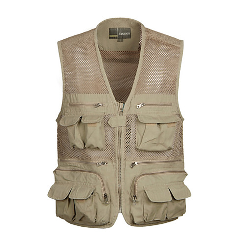 

Men's Fishing Vest Outdoor Breathable Mesh Multi-Pockets Quick Dry Lightweight Vest / Gilet Spring Summer Fishing Photography Camping & Hiking Army Green Khaki / Cotton / Sleeveless / Solid Colored