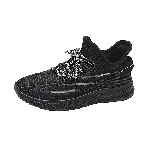 

Women's Trainers Athletic Shoes Flat Heel Round Toe Casual Daily Tissage Volant Solid Colored Black Pink Gray