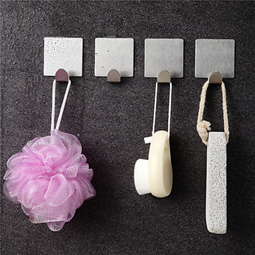 

Stainless Steel Hook Single Hook Nail-free Sticking Hook Free Punching Metal Square Bathroom Hook