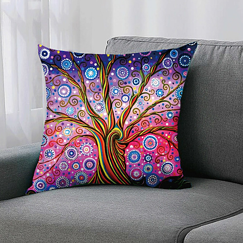 

1pc Colorful Cushion Cover Double Side Print 45x45cm Linen for Sofa Bedroom