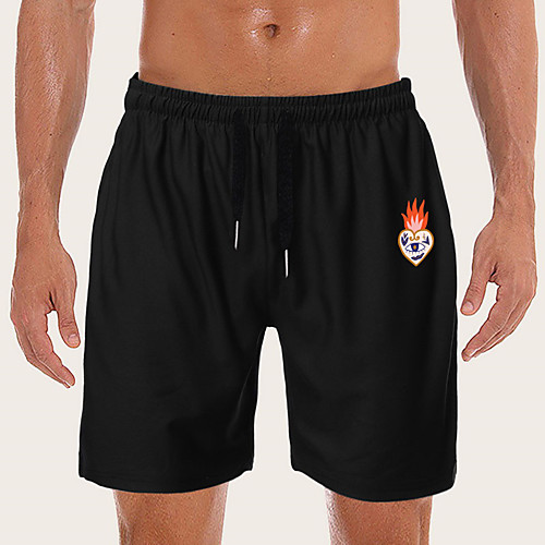 

Men's Sporty Casual / Sporty Daily Holiday Shorts Pants Graphic Short Drawstring Pocket Print Black