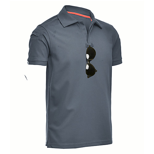 

Men's Hunting T-shirt Solid Colored Short Sleeve Outdoor Summer Breathability Wearable Quick Dry Soft Polyester Black Army Green Grey Khaki