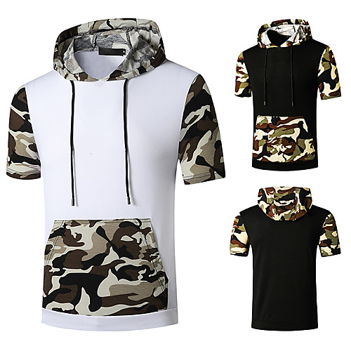 

Men's T shirt non-printing Camo / Camouflage Plus Size Short Sleeve Daily Tops Black / White Army Green