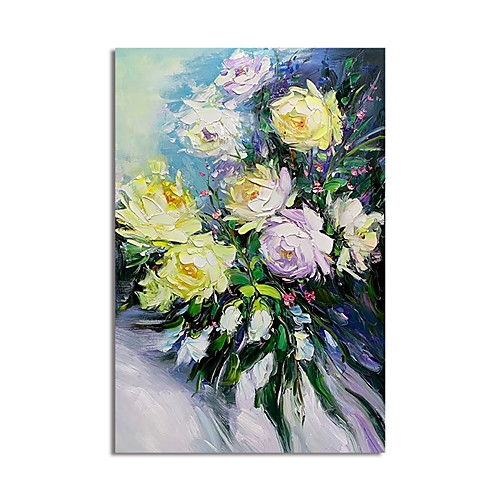 

Oil Painting Hand Painted Vertical Abstract Floral / Botanical Modern Stretched Canvas