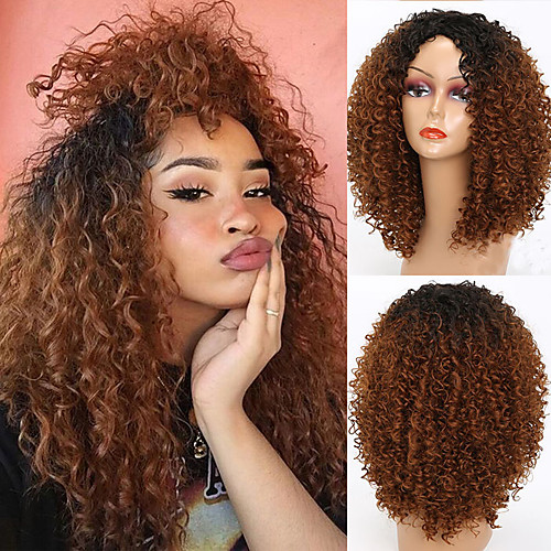 

Synthetic Wig Afro Curly Side Part Wig Short A1 A2 A3 Synthetic Hair Women's Cosplay Party Fashion Brown