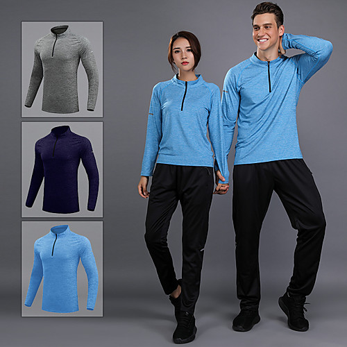 

Women's Men's Long Sleeve Running Shirt Quarter Zip Tee Tshirt Top Athletic Athleisure Spandex Breathable Moisture Wicking Soft Yoga Fitness Gym Workout Running Jogging Sportswear Solid Colored Normal