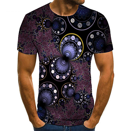 

Men's T shirt 3D Print Geometric 3D Print Print Short Sleeve Casual Tops Casual Fashion Khaki