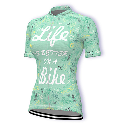 

21Grams Women's Short Sleeve Cycling Jersey Spandex Green Leaf Bike Top Mountain Bike MTB Road Bike Cycling Breathable Sports Clothing Apparel / Stretchy / Athleisure