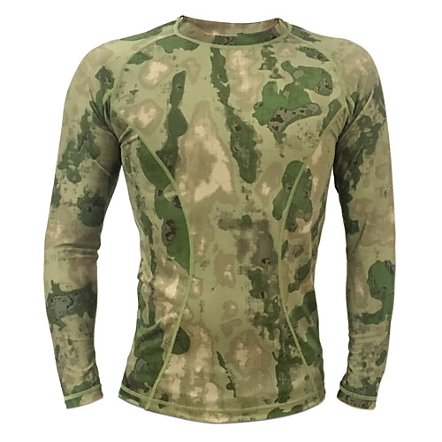 

Men's Hunting T-shirt Long Sleeve Outdoor Spring Quick Dry Breathability Wearable Soft Camo / Camouflage Polyester Black Camouflage Grey Green Camouflage Gray