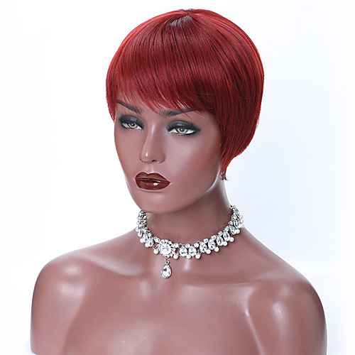 

Short Red Black Pixie Cut Synthetic Wigs for Women Natural Wigs