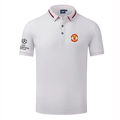

Men's Polo Other Prints Flag Letter Print Short Sleeve Daily Tops Cotton Simple Casual White Black Red