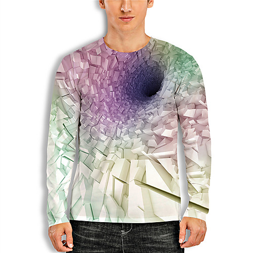 

Men's Tunic 3D Print Graphic 3D Print Long Sleeve Daily Tops Basic Casual White