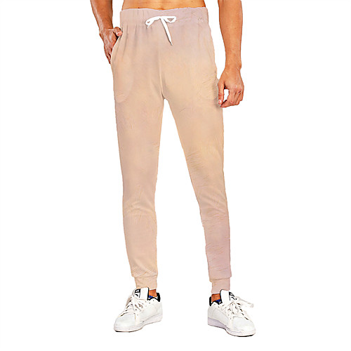 

Men's Novelty Casual / Sporty Breathable Quick Dry Sports Casual Holiday Pants Sweatpants Pants Graphic 3D Full Length Print Beige